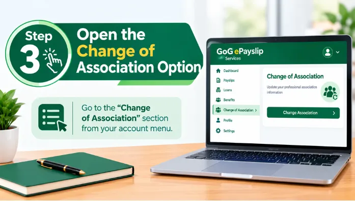 Step 3 Open the Change of Association Option